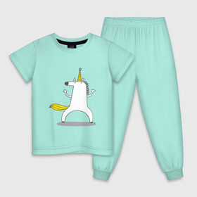 Детская пижама хлопок с принтом Dancing Unicorn в Тюмени, 100% хлопок |  брюки и футболка прямого кроя, без карманов, на брюках мягкая резинка на поясе и по низу штанин
 | dancing | unicorn | единорог | лошадка | танцующий единорог