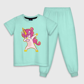 Детская пижама хлопок с принтом Dab unicorn в Тюмени, 100% хлопок |  брюки и футболка прямого кроя, без карманов, на брюках мягкая резинка на поясе и по низу штанин
 | dab unicorn | unicorn | единорог | лошадка | танцующий единорог