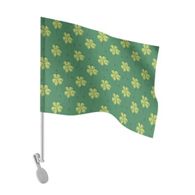 Флаг для автомобиля с принтом Узор на День святого Патрика в Тюмени, 100% полиэстер | Размер: 30*21 см | белый | день святого патрика | детский | зеленый | клевер | листик | минимализм | надпись | патрик | подарок | прикольная | смешной | удача | узор