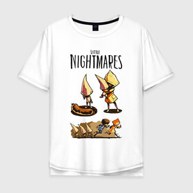 Мужская футболка хлопок Oversize с принтом LITTLE NIGHTMARES в Тюмени, 100% хлопок | свободный крой, круглый ворот, “спинка” длиннее передней части | little nightmares | little nightmares 2 | игра nightmares | монстры. | ужасы | учительница | хоррор