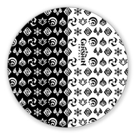 Коврик для мышки круглый с принтом Genshin Impact в Тюмени, резина и полиэстер | круглая форма, изображение наносится на всю лицевую часть | Тематика изображения на принте: anime | game | zelda | аниме | геншин | дилюк | игра | импакт | итэр | люмин | молитва | паймон | тейват