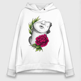 Женское худи Oversize хлопок с принтом Head of david in flowers в Тюмени, френч-терри — 70% хлопок, 30% полиэстер. Мягкий теплый начес внутри —100% хлопок | боковые карманы, эластичные манжеты и нижняя кромка, капюшон на магнитной кнопке | 8 марта | girl | woman | бабушка | весна | девушкам | девушке | девушки | женский | листья | мама | март | пионы | подарок | тренд | цветочки | цветы