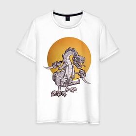 Мужская футболка хлопок с принтом Рептилоид в Тюмени, 100% хлопок | прямой крой, круглый вырез горловины, длина до линии бедер, слегка спущенное плечо. | иллюминаты | масоны | теория заговора | юмор | ящер