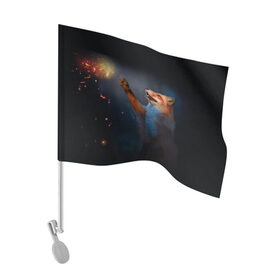 Флаг для автомобиля с принтом Лиса и огонек в Тюмени, 100% полиэстер | Размер: 30*21 см | fox | foxy | животное | звери | лиса | лисенок | лисичка | милая | рыжая | фокс