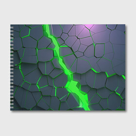 Альбом для рисования с принтом ЗЕЛЕНЫЙ РАЗЛОМ | 3Д РАЗЛОМ в Тюмени, 100% бумага
 | матовая бумага, плотность 200 мг. | 3d | 3д | abstrakt | couter strike | csgo | dota | geometry | green | lol | rift | steel | wow | абстракт | геометрия | дота | зеленый | камни | кубики | пластик | плиты | разлом | раскол | свет | скин | сталь | текстура | трещина