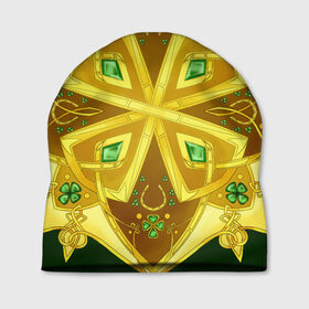 Шапка 3D с принтом Золотой клевер в Тюмени, 100% полиэстер | универсальный размер, печать по всей поверхности изделия | золото | кельтский узор | клевер | подарки | узор