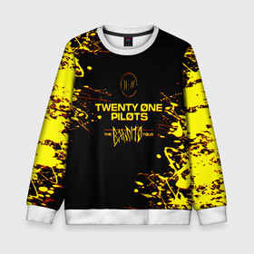 Детский свитшот 3D с принтом TWENTY ONE PILOTS TOP. в Тюмени, 100% полиэстер | свободная посадка, прямой крой, мягкая тканевая резинка на рукавах и понизу свитшота | Тематика изображения на принте: 21 pilots | blurryface | fbr | fueled by ramen | fueledbyramen | heathens | heavydirtysoul | josh dun | music | music video | official | stressed out | top | tp | trench | twenty one pilots | twentyonepilots | tyler joseph 