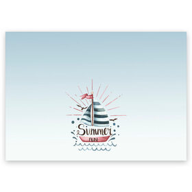 Поздравительная открытка с принтом кораблик лето в Тюмени, 100% бумага | плотность бумаги 280 г/м2, матовая, на обратной стороне линовка и место для марки
 | Тематика изображения на принте: брызги | вода | волны | градиент | кораблик | лето | море | отдых | отпуск | парусник | фан | чайки | яхта