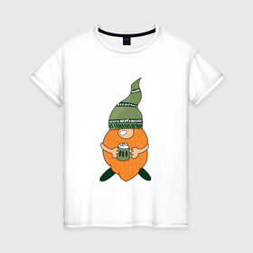 Женская футболка хлопок с принтом Гном - День святого Патрика в Тюмени, 100% хлопок | прямой крой, круглый вырез горловины, длина до линии бедер, слегка спущенное плечо | борода | гном | день святого патрика | зеленый | ирландия | лепрекон | мультяшный | оранжевый | патрик | подарок | символ | смешной | фэнтези
