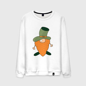 Мужской свитшот хлопок с принтом Гном - День святого Патрика в Тюмени, 100% хлопок |  | борода | гном | день святого патрика | зеленый | ирландия | лепрекон | мультяшный | оранжевый | патрик | подарок | символ | смешной | фэнтези | шляпа