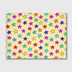 Альбом для рисования с принтом Детские звезды на песке в Тюмени, 100% бумага
 | матовая бумага, плотность 200 мг. | Тематика изображения на принте: baby | colorfull | disco | kids | stars | девочкам | детские рисунки | детям | диско | звездочки | звезды | конфетти | лето | малыш | ночные | орнамент | песок | пляж | праздник | радужные | разноцветный узор