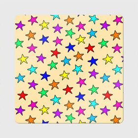 Магнит виниловый Квадрат с принтом Детские звезды на песке в Тюмени, полимерный материал с магнитным слоем | размер 9*9 см, закругленные углы | baby | colorfull | disco | kids | stars | девочкам | детские рисунки | детям | диско | звездочки | звезды | конфетти | лето | малыш | ночные | орнамент | песок | пляж | праздник | радужные | разноцветный узор