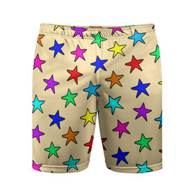 Мужские шорты спортивные с принтом Детские звезды на песке в Тюмени,  |  | baby | colorfull | disco | kids | stars | девочкам | детские рисунки | детям | диско | звездочки | звезды | конфетти | лето | малыш | ночные | орнамент | песок | пляж | праздник | радужные | разноцветный узор