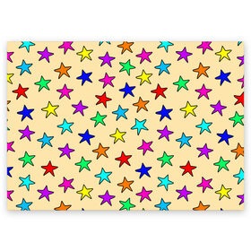 Поздравительная открытка с принтом Детские звезды на песке в Тюмени, 100% бумага | плотность бумаги 280 г/м2, матовая, на обратной стороне линовка и место для марки
 | baby | colorfull | disco | kids | stars | девочкам | детские рисунки | детям | диско | звездочки | звезды | конфетти | лето | малыш | ночные | орнамент | песок | пляж | праздник | радужные | разноцветный узор