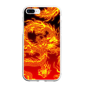 Чехол для iPhone 7Plus/8 Plus матовый с принтом ДРАКОН в Тюмени, Силикон | Область печати: задняя сторона чехла, без боковых панелей | china | dragon | fire | абстракция | дракон | китай | мифические существа | огонь | узор.