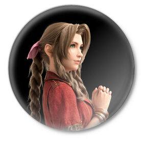 Значок с принтом Final Fantasy VII Remake в Тюмени,  металл | круглая форма, металлическая застежка в виде булавки | волосы | клауд страйф | тифа локхарт