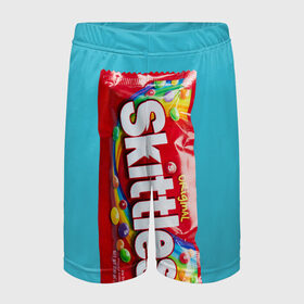 Детские спортивные шорты 3D с принтом Skittles original в Тюмени,  100% полиэстер
 | пояс оформлен широкой мягкой резинкой, ткань тянется
 | original | skitls | skittles | оригинальные | ориджнл | скитлс | упаковка