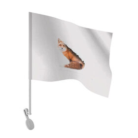 Флаг для автомобиля с принтом Лисица в Тюмени, 100% полиэстер | Размер: 30*21 см | fox | foxy | животное | звери | лиса | лисенок | лисичка | милая | рыжая | фокс