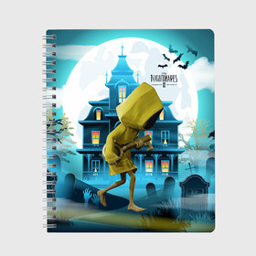 Тетрадь с принтом Little Nightmares 2 в Тюмени, 100% бумага | 48 листов, плотность листов — 60 г/м2, плотность картонной обложки — 250 г/м2. Листы скреплены сбоку удобной пружинной спиралью. Уголки страниц и обложки скругленные. Цвет линий — светло-серый
 | little nightmares | страшилка | страшная игра | ужас | хоррор