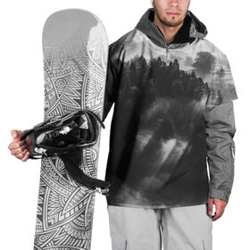 Накидка на куртку 3D с принтом Туман в лесу в Тюмени, 100% полиэстер |  | Тематика изображения на принте: tegunvteg | деревья | лес | листья | природа | темный лес | туман
