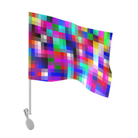 Флаг для автомобиля с принтом РАЗНОЦВЕТНЫЕ ПИКСЕЛИ / КУБЫ в Тюмени, 100% полиэстер | Размер: 30*21 см | abstraction | cube | geometry | hexagon | neon | paints | stripes | texture | triangle | абстракция | брызги | геометрия | краски | кубы | неон | соты | текстура