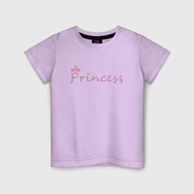 Детская футболка хлопок с принтом Принцесса в Тюмени, 100% хлопок | круглый вырез горловины, полуприлегающий силуэт, длина до линии бедер | Тематика изображения на принте: crown | heart | princess | корона | растения | сердце