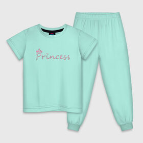 Детская пижама хлопок с принтом Принцесса в Тюмени, 100% хлопок |  брюки и футболка прямого кроя, без карманов, на брюках мягкая резинка на поясе и по низу штанин
 | crown | heart | princess | корона | растения | сердце