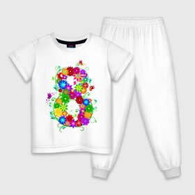 Детская пижама хлопок с принтом огромная восьмерка цветы в Тюмени, 100% хлопок |  брюки и футболка прямого кроя, без карманов, на брюках мягкая резинка на поясе и по низу штанин
 | весна | восьмерка | женский день | праздник | рисунок | цветы