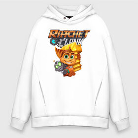 Мужское худи Oversize хлопок с принтом Ratchet & Clank в Тюмени, френч-терри — 70% хлопок, 30% полиэстер. Мягкий теплый начес внутри —100% хлопок | боковые карманы, эластичные манжеты и нижняя кромка, капюшон на магнитной кнопке | game | ratchet  clank | галактические рейнджеры | игры | рэтчет и кланr