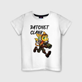Детская футболка хлопок с принтом Ratchet & Clank в Тюмени, 100% хлопок | круглый вырез горловины, полуприлегающий силуэт, длина до линии бедер | game | ratchet  clank | галактические рейнджеры | игры | рэтчет и кланr