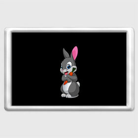 Магнит 45*70 с принтом ЗАЙКА в Тюмени, Пластик | Размер: 78*52 мм; Размер печати: 70*45 | bunny | cartoon | hare | rabbit | белый | зайчик | заяц | кролик | морковка | мультик | серый
