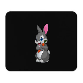 Коврик для мышки прямоугольный с принтом ЗАЙКА в Тюмени, натуральный каучук | размер 230 х 185 мм; запечатка лицевой стороны | bunny | cartoon | hare | rabbit | белый | зайчик | заяц | кролик | морковка | мультик | серый