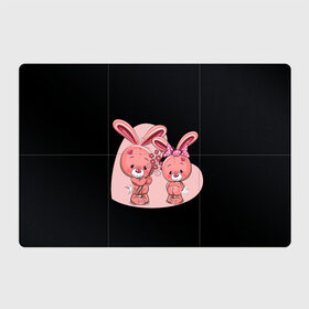 Магнитный плакат 3Х2 с принтом ЗАЙЧИКИ в Тюмени, Полимерный материал с магнитным слоем | 6 деталей размером 9*9 см | bunny | cartoon | hare | rabbit | зайка | заяц | кролик | мультик | розовый | цветы