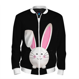 Мужской бомбер 3D с принтом УШАСТИК в Тюмени, 100% полиэстер | застегивается на молнию, по бокам два кармана без застежек, по низу бомбера и на воротнике - эластичная резинка | bunny | cartoon | hare | rabbit | зайка | заяц | кролик | мультик | уши