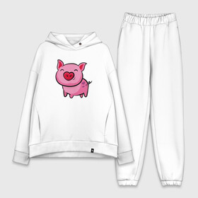 Женский костюм хлопок Oversize с принтом ПОРОСЁНОК в Тюмени,  |  | boar | cute | pig | piglet | pink | smile | кабан | милый | поросенок | пятачок | розовый | свинья | улыбка