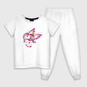 Детская пижама хлопок с принтом ЕДИНОРОГ в Тюмени, 100% хлопок |  брюки и футболка прямого кроя, без карманов, на брюках мягкая резинка на поясе и по низу штанин
 | Тематика изображения на принте: cute | fairy | miracle | pink | pony | princess | unicorn | wings | единорог | крылья | милый | пони | розовый | фея | чудо