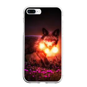 Чехол для iPhone 7Plus/8 Plus матовый с принтом Лисица с фонариками в Тюмени, Силикон | Область печати: задняя сторона чехла, без боковых панелей | fox | foxy | животное | звери | лиса | лисенок | лисичка | милая | рыжая | фокс