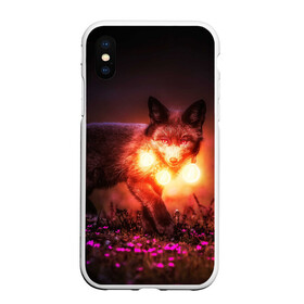 Чехол для iPhone XS Max матовый с принтом Лисица с фонариками в Тюмени, Силикон | Область печати: задняя сторона чехла, без боковых панелей | fox | foxy | животное | звери | лиса | лисенок | лисичка | милая | рыжая | фокс