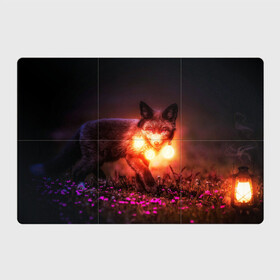 Магнитный плакат 3Х2 с принтом Лисица с фонариками в Тюмени, Полимерный материал с магнитным слоем | 6 деталей размером 9*9 см | fox | foxy | животное | звери | лиса | лисенок | лисичка | милая | рыжая | фокс