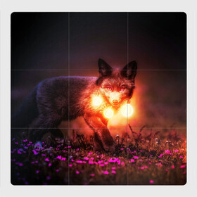 Магнитный плакат 3Х3 с принтом Лисица с фонариками в Тюмени, Полимерный материал с магнитным слоем | 9 деталей размером 9*9 см | fox | foxy | животное | звери | лиса | лисенок | лисичка | милая | рыжая | фокс