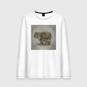 Мужской лонгслив хлопок с принтом Слоны в Тюмени, 100% хлопок |  | иллюстрация | рисунок | серый | слон | слоненок