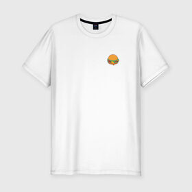 Мужская футболка хлопок Slim с принтом Бургер в Тюмени, 92% хлопок, 8% лайкра | приталенный силуэт, круглый вырез ворота, длина до линии бедра, короткий рукав | hamburger | бургер | бутерброд | гамбургер | еда | фастфуд