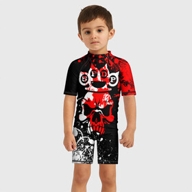Детский купальный костюм 3D с принтом Five Finger Death Punch [8] в Тюмени, Полиэстер 85%, Спандекс 15% | застежка на молнии на спине | 5fdp | 5фдп | ffdp | five finger death punch | metal | music | skeleton | sounds | метал | музыка | рок | череп