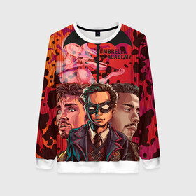Женский свитшот 3D Академия Амбрелла: в Тюмени, 100% полиэстер с мягким внутренним слоем | круглый вырез горловины, мягкая резинка на манжетах и поясе, свободная посадка по фигуре | белая скрипка | ваня харгривз | клаус харгривз. пятый | космобой | лютер харгривз | сеанс