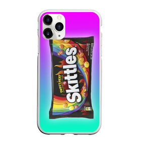 Чехол для iPhone 11 Pro матовый с принтом Skittles | Черный в Тюмени, Силикон |  | black | skittles | sweet heat | градиент | зеленый | радуга | розовый | синий | скитлс | черный