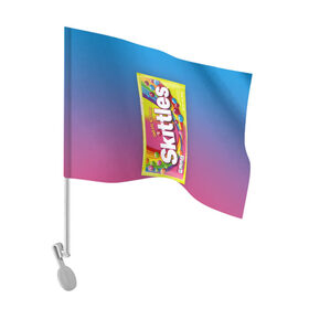 Флаг для автомобиля с принтом Skittles | Желтый в Тюмени, 100% полиэстер | Размер: 30*21 см | skittles | sweet sours | yellow | градиент | желтый | красный | радуга | розовый | синий | скитлс | фиолетовый