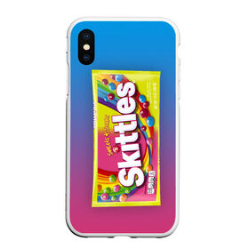 Чехол для iPhone XS Max матовый с принтом Skittles | Желтый в Тюмени, Силикон | Область печати: задняя сторона чехла, без боковых панелей | skittles | sweet sours | yellow | градиент | желтый | красный | радуга | розовый | синий | скитлс | фиолетовый