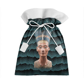 Подарочный 3D мешок с принтом Нефертити в Тюмени, 100% полиэстер | Размер: 29*39 см | африка | божества | волны | геометрия | египет | маска | нефертити | фараон | царица