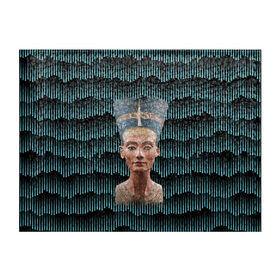 Обложка для студенческого билета с принтом Нефертити в Тюмени, натуральная кожа | Размер: 11*8 см; Печать на всей внешней стороне | африка | божества | волны | геометрия | египет | маска | нефертити | фараон | царица