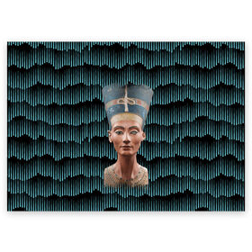 Поздравительная открытка с принтом Нефертити в Тюмени, 100% бумага | плотность бумаги 280 г/м2, матовая, на обратной стороне линовка и место для марки
 | Тематика изображения на принте: африка | божества | волны | геометрия | египет | маска | нефертити | фараон | царица